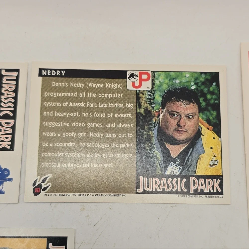 1993 Topps Co. Jurassic Park Trading Cards Lot Of 5 Cards